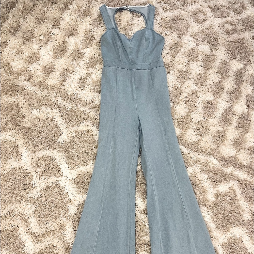 Flare Denim Jumpsuit
